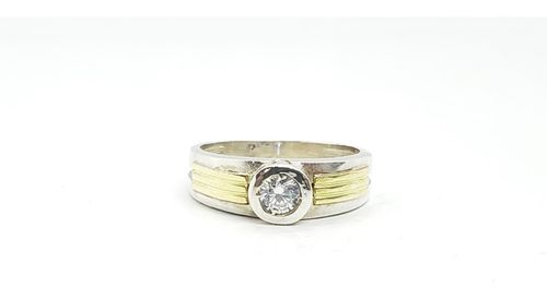 Anillo Plata 925 Combinado En Oro Duble- Solitario- Ml51-20d
