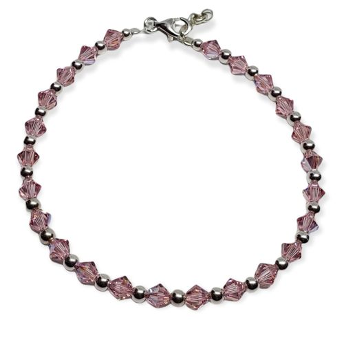 Pulsera Plata 925 - Cristales SWA - Rosa - Kl84-28d