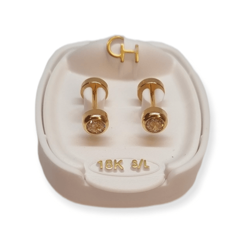 Aros Abridores Oro 18k Cabuchon con Circonio 779302 - 100d