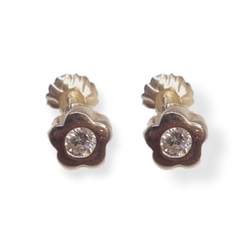 Aros de Plata 925 - Flor con Circonio ARPL115 - 12d