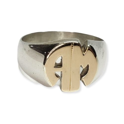 Anillo Con Iniciales Plata 925- Oro 18k- Modelo Redondo
