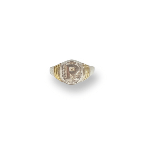 Anillo Plata 925 combinado con duble - Letra "R" - Ml698-18d