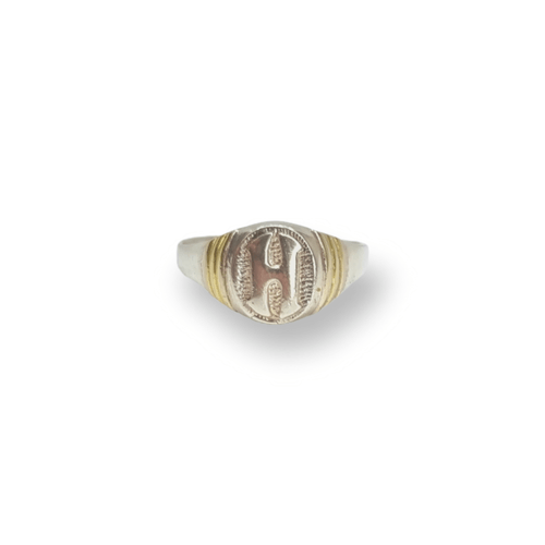 Anillo Plata 925 combinado con duble - Letra "H" - Ml708-18d
