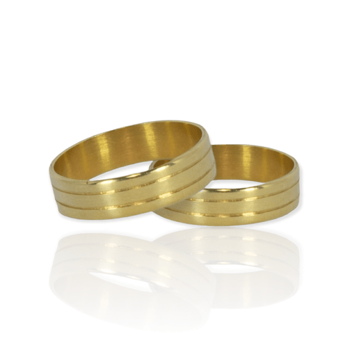 Par de alianzas oro 18k - modelo doble linea - 6 grs