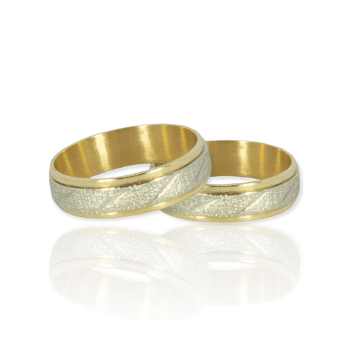 Par de alianzas oro 18k - combinadas en oro blanco satinado - 8 grs