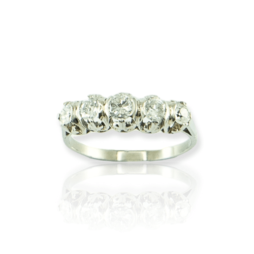 Anillo oro blanco 18k con brillantes - Mujer- An383- 3,1grs