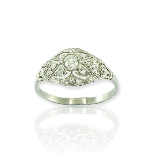 Anillo oro blanco 18k con brillantes - Mujer- An384- 2,5grs