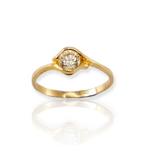 Anillo oro 18k Solitario con circonio - Mujer- An397- 1,9grs
