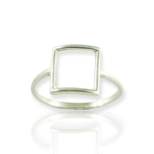 Anillo Plata 925 - Cuadrado Calado - Ml69-9d