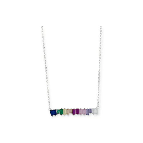 Cadena Plata 925 con circones de colores - Fr382-34d