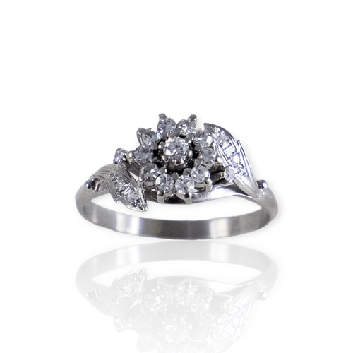 Anillo oro 18k Roseta con brillantes - Mujer- An419- 5,5grs
