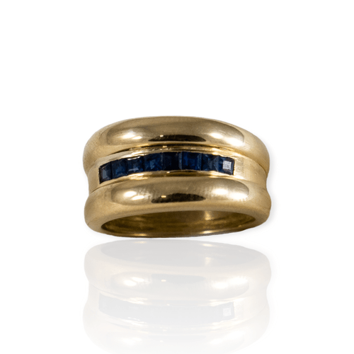 Anillo oro 18k con Zafiros - Mujer- An424- 11,1grs