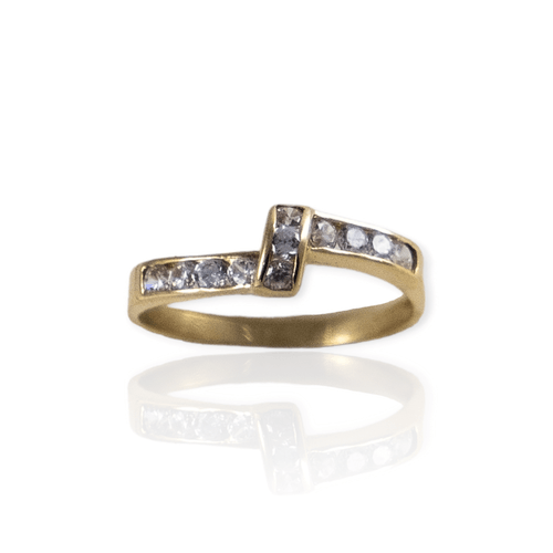 Anillo oro 18k estilo medio sin fin con circonios - Mujer- An439- 2,1 grs