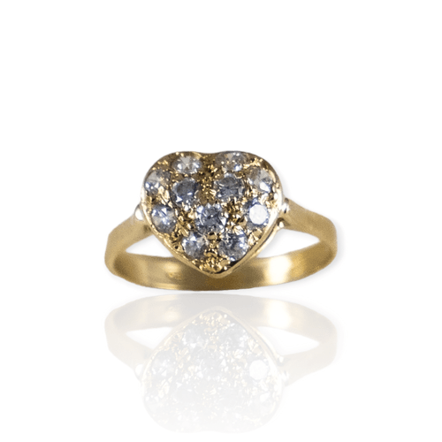 Anillo oro 18k corazon con circonios - Mujer- An448- 2,7 grs