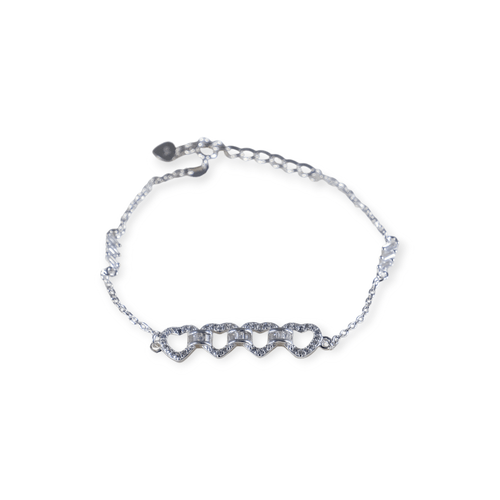 Pulsera Plata 925 corazones con circonios Kl179 - 36d