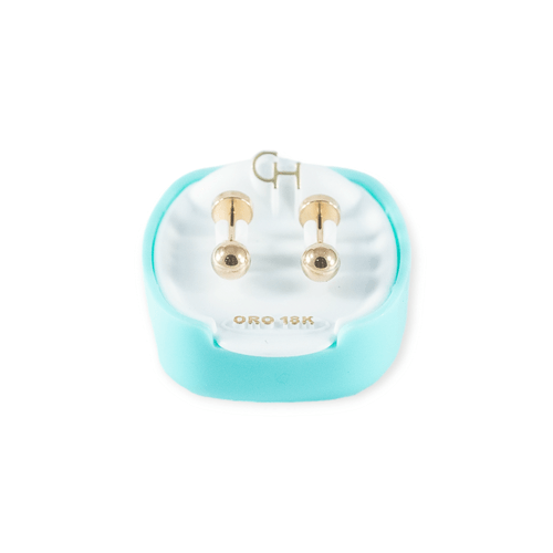 Aros Abridores Oro 18k con bolitas de oro 110400 - 111d