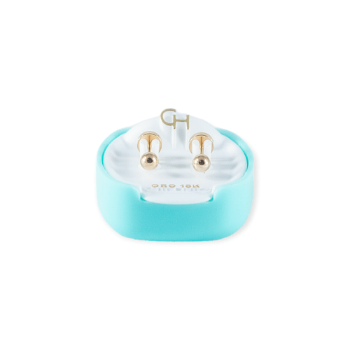 Aros Abridores Oro 18k con bolitas de oro 110300 - 104d