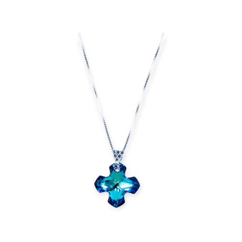 Cadena Plata 925 con cristal Swarovski en forma de cruz Fr504 - 42d
