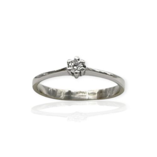 Anillo oro blanco 18k solitario - An542 - 2,1g