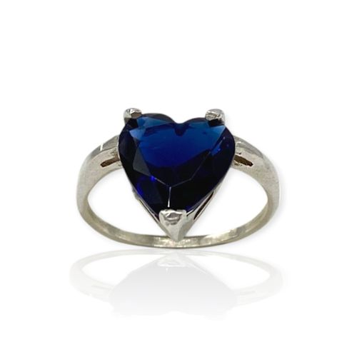 Anillo Plata 925 Corazón azul - Ml988 - 17d