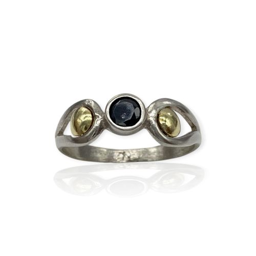 Anillo Plata 925 Tipo solitario combinado con dublé - Ml999 - 13d