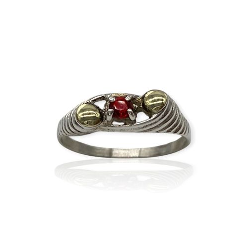 Anillo Plata 925 Tipo solitario combinado con dublé - Ml1004 - 9d
