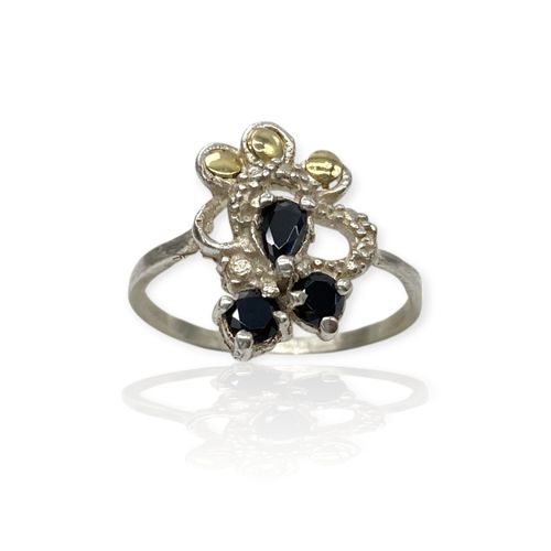 Anillo Plata 925 Diseño combinado con dublé y onix - Ml1012 - 15d