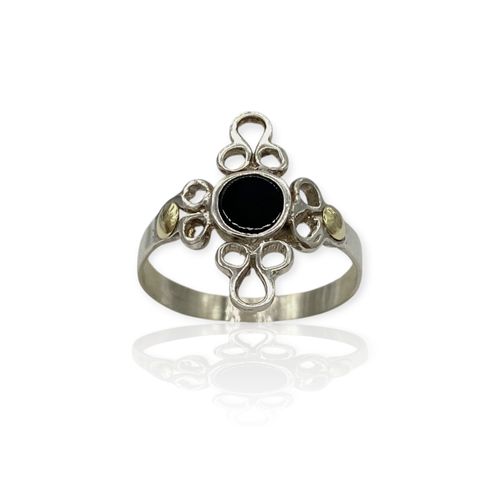 Anillo Plata 925 Diseño combinado con dublé y onix - Ml1024 - 14d