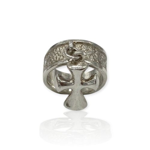 Anillo Plata 925 Con dije en forma de cruz - Ml1032 - 62d