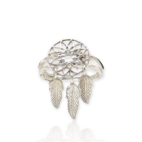 Anillo Plata 925 - Con Dijes De Pluma Colgantes- Ml54-18d