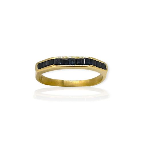 Anillo oro 18k medio sin fin con zafiro - An572 - 2,8g