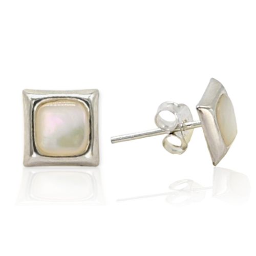 Aros plata 925 cuadrado de nácar ARPL441 - 11d