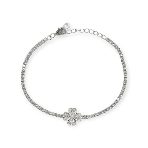 Pulsera plata 925 tennis con trébol Kl352 - 50d