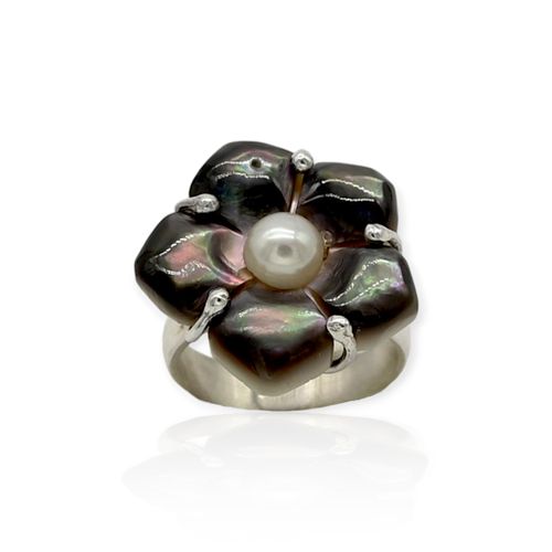 Anillo plata 925 nácar y perla - Ml1170 - 48d